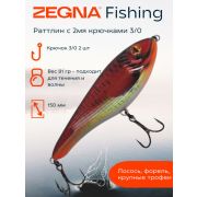 Приманка ZEGNA FISHING Rattlin 150мм 81гр, для ловли хищных пород рыб в соленой и пресной воде. Крючок 3/0 GAP 13мм. Цвет: Красный, Черный.